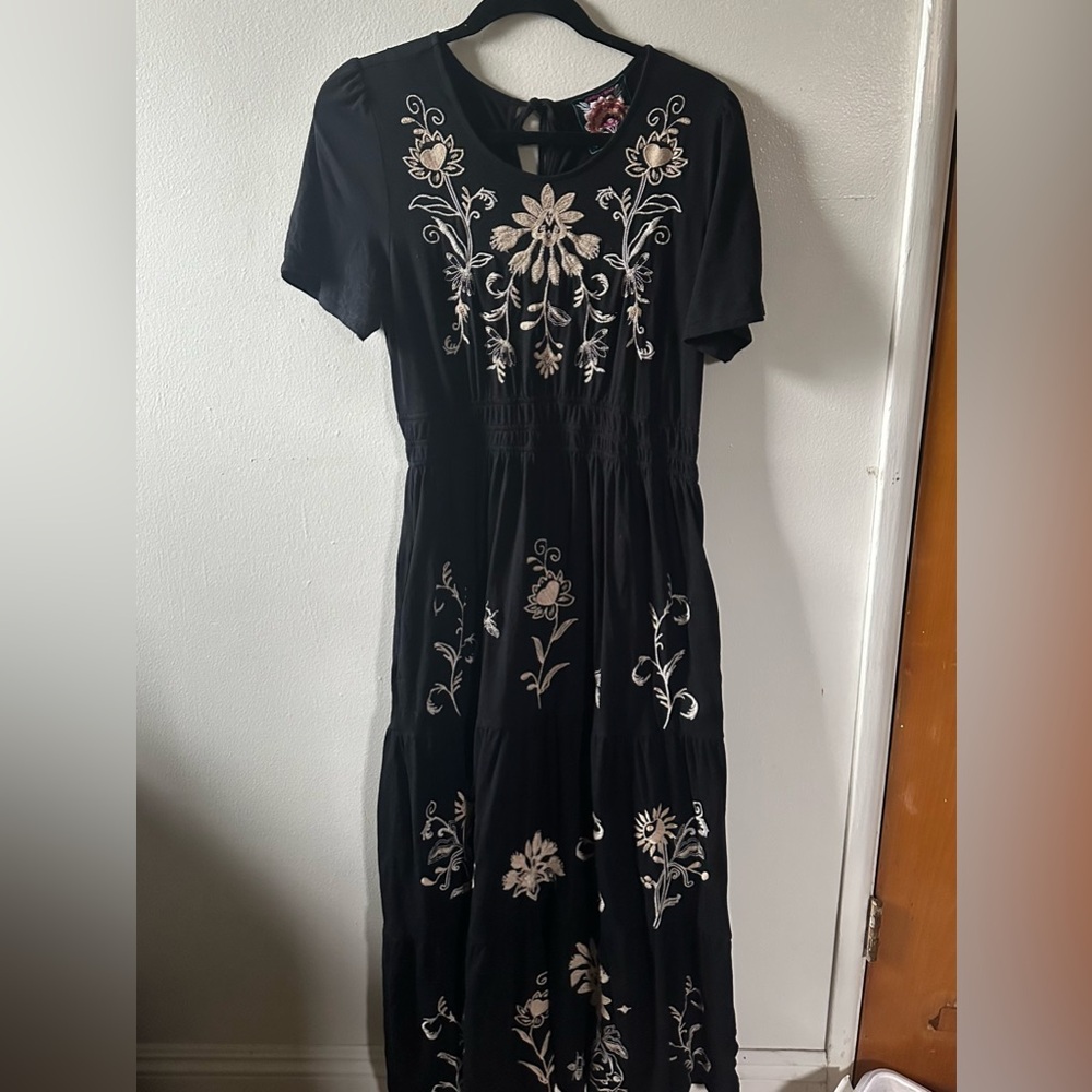 Johnny Was Smocked Waist Tiered Maxi Dress